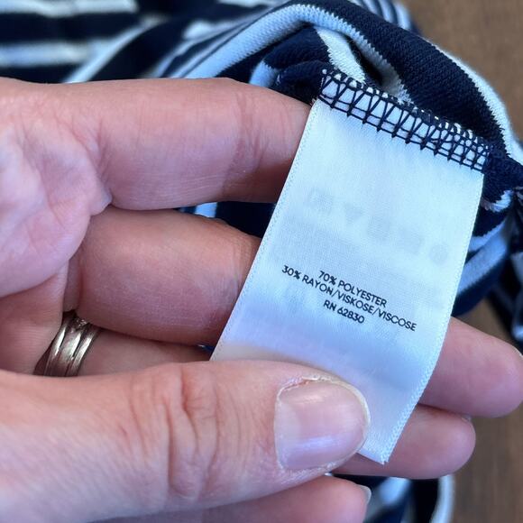 NWT Lands' End Striped V-Neck Terry Hooded Swimsuit Cover Up Dress Blue XS - Picture 5 of 9